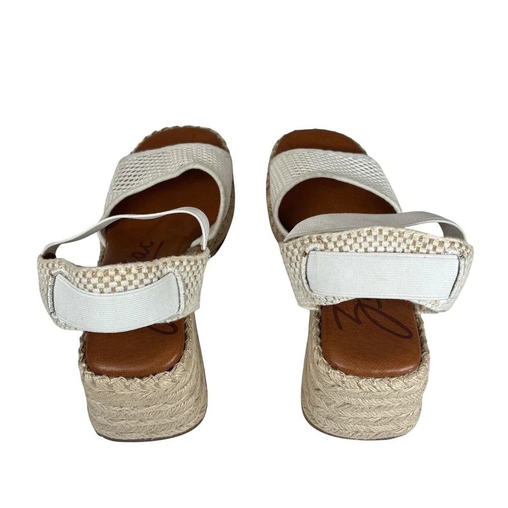 Zodiac Noreen Espadrille Wedge Sandals White Mesh Strap Boho Coastal Casual Sz 6